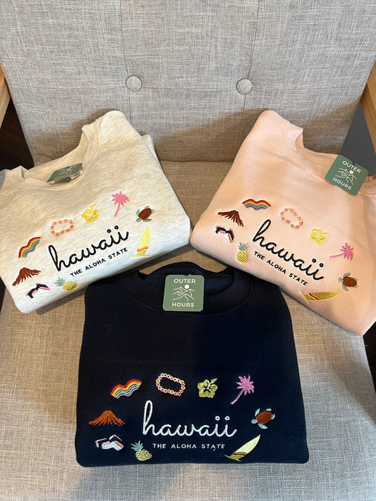 Hawaii State Embroidered Crewneck